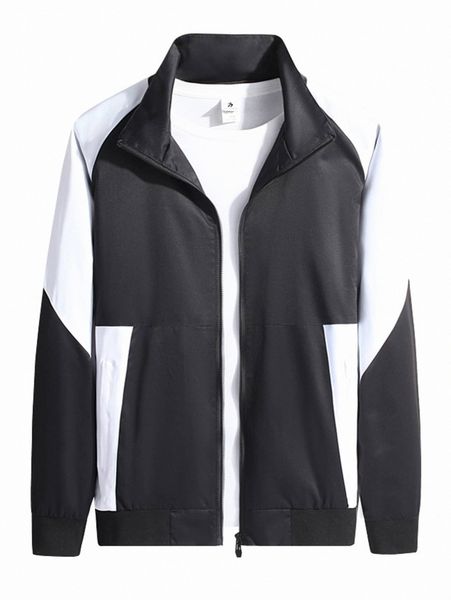 

men color block raglan sleeve jacket without tee u5ve#, Black;brown