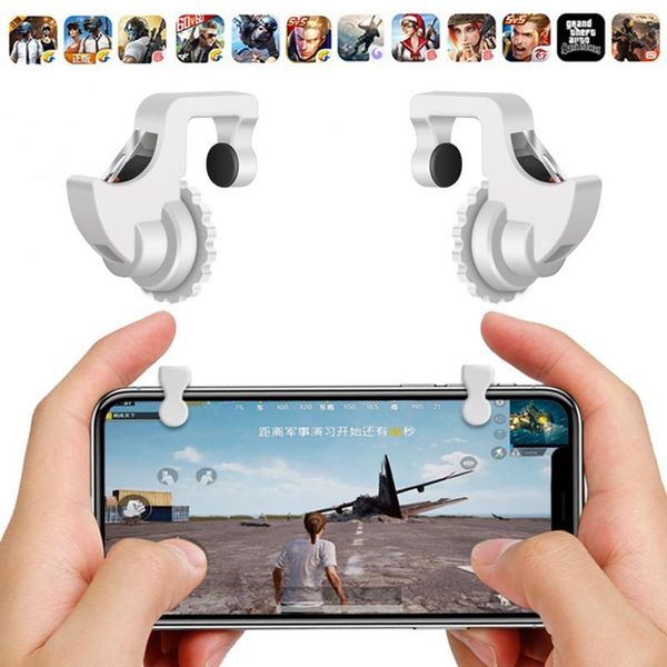 

pair metal mobile phone gaming trigger fire button handle for shooter controller pubg drop game controllers & joysticks