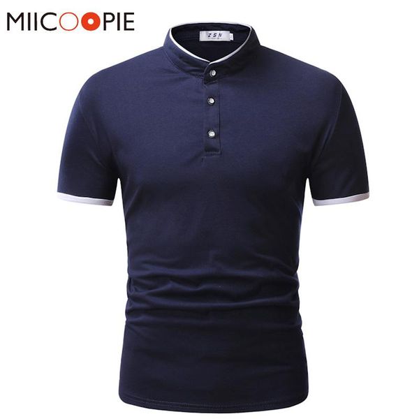 

men's polos summer stand collar t shirt for men breathable short sleeve pure color male casual business plus 5xl, White;black