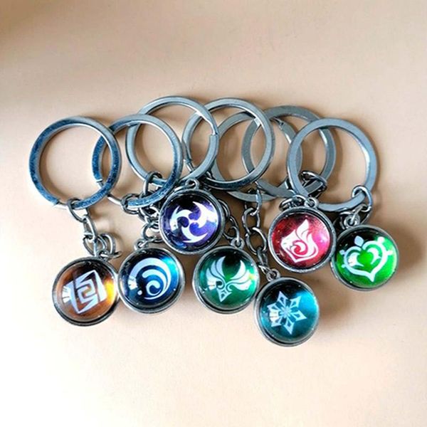 

keychains anime keychain genshin impact venti paimon player diluc klee man key chain for womens bag pendant ring gifts, Silver