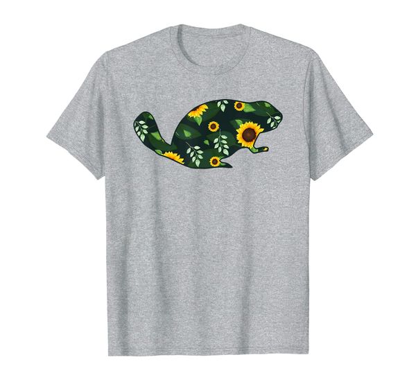 

beaver sunflower girl floral rodent kit hawaiian women gift t-shirt, White;black