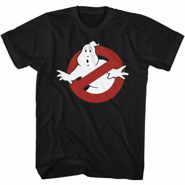 

the real ghostbusters symbol t shirt mens licensed cartoon classic tv show black, White;black