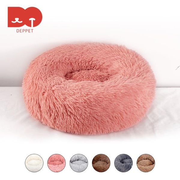 

kennels & pens deppet soft dog bed long plush round cushion stuffed cat mat house fluffy kennel animal sofa pet product