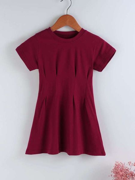 

toddler girls fold pleated detail tunic dress she, Red;yellow