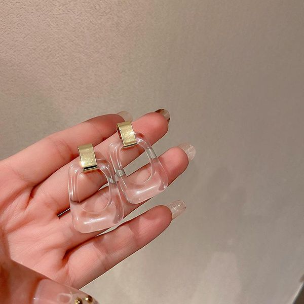 

dangle & chandelier flashbuy simple square transparent acrylic drop earrings for women wholesale personality 2021 trend jewelry, Silver