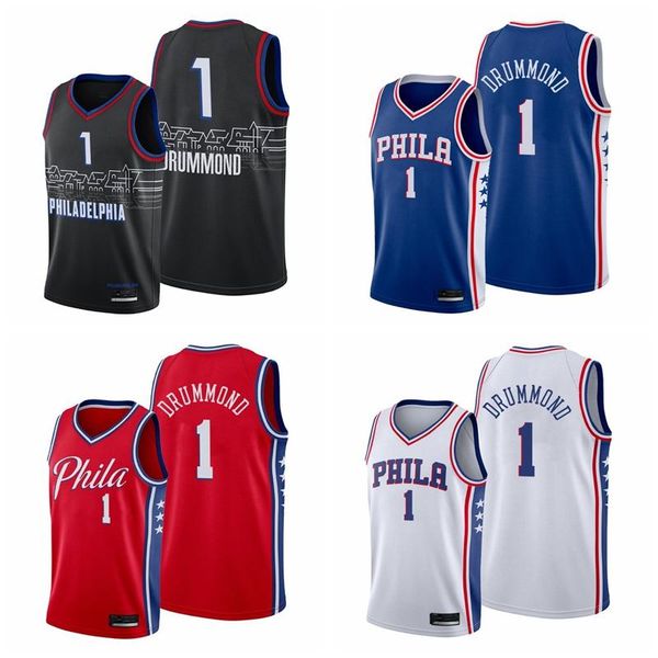 

men basketball jerseys 1 andre drummond 2021 trade black edition city jersey, Black;red
