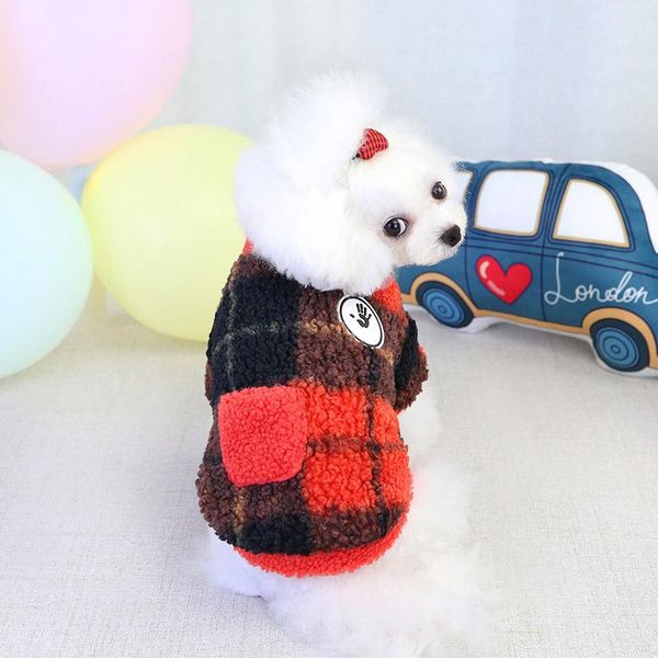 

pet supplies dog autumn winter color matching pocket coat warm two leg flannelette suitable for large small medium sized dogs cat costumes