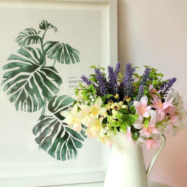 

decorative flowers & wreaths small wild chrysanthemum grass bunch artificial flower garden decoration fake green plant wedding road guide