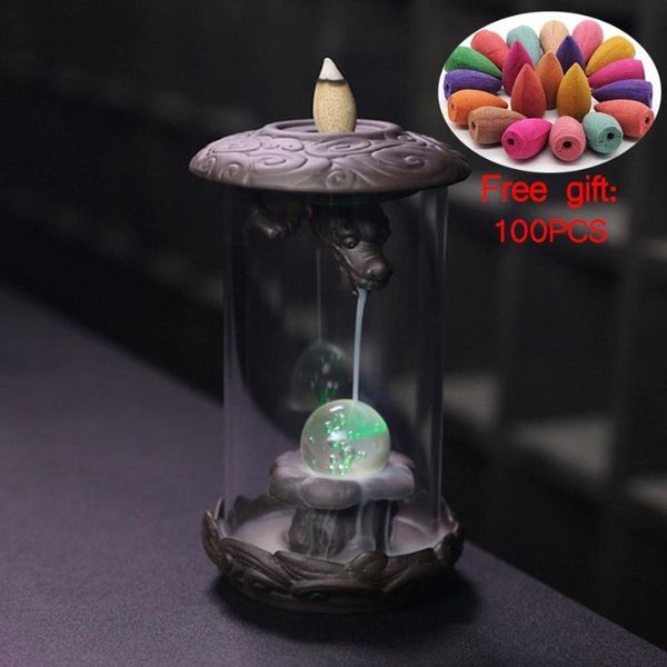 

incense home decoration handmade gifts creative led feng shui ball chinese dragon windproof backflow burner fragrance lamps