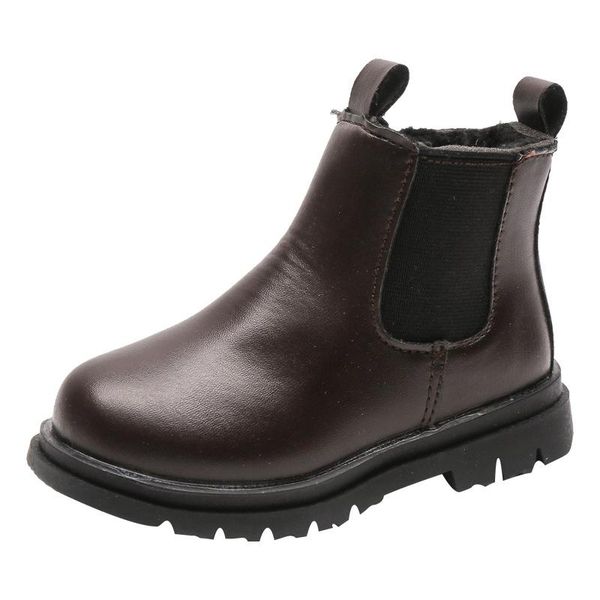 

boots vintage children snow black brown pink platform kids fur for girls baby toddler boys shoes keep warm, Black;grey