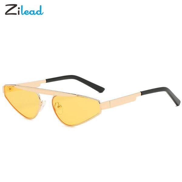 

zilead punk style sunglasses irregular small metal frame fashion comfortable ultra-light black red yellow for women men unisex, White;black