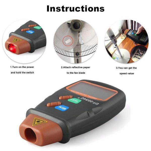 

smart home control digital laser tachometer non contact electronic po tachometers 2.5-100000 rpm tach meter dt-2234c+with reflecting tape ma