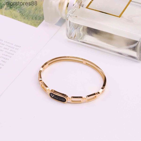 

bangles bracelet korean simple diamond inlaid women's independent packaging amethyst agate geometric titanium steel, Black