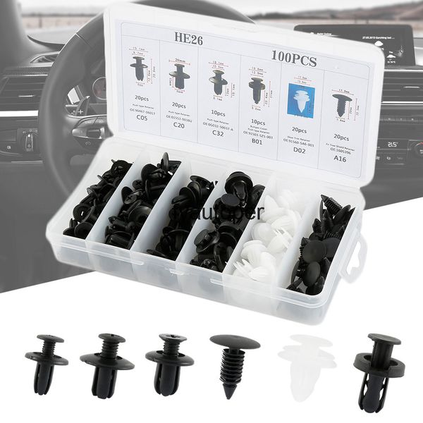 

6 size 100pcs auto fastener clip mixed car body push retainer pin rivet bumper door trim panel kit