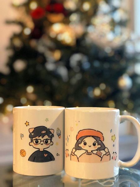 

mugs cartoon image mug coffee cup couple ceramic 300ml water simple white