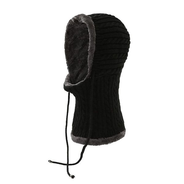 

outdoor hats comfortable beanie hat scarf set gentlemen autumn winter fluffy knitted cap neck warmer headwear 56-60cm fall, Black;white