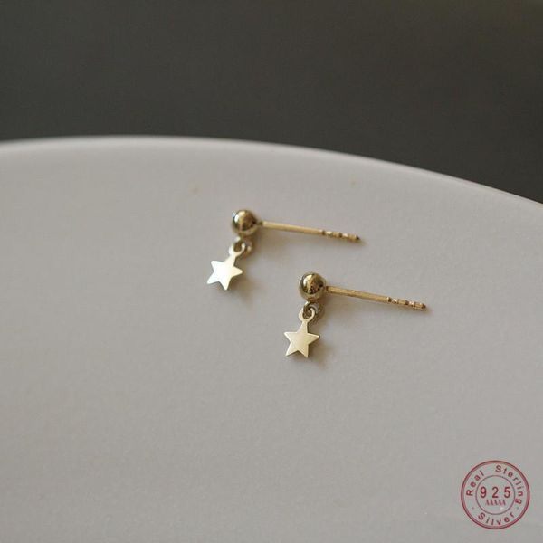 

stud 925 sterling silver simple star earrings women sweet temperament wedding party 14k gold plating jewelry girlfriend gift, Golden;silver