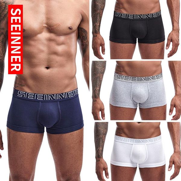 

underpants men's cotton breathable hip lifting comfortable underwear close fitting boxers, Black;white