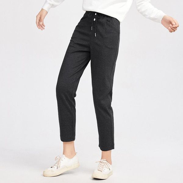 

semir pants women spring office lady long trousers 2021 winter solid loose high waist pant female women's & capris, Black;white