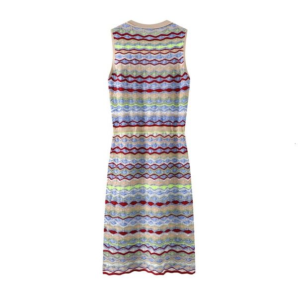 

casual dresses micosoni high-end quality summer waist-up lasso embracing wavy striped denim with no sleeves knitting dress xs-l 4fm2, Black;gray