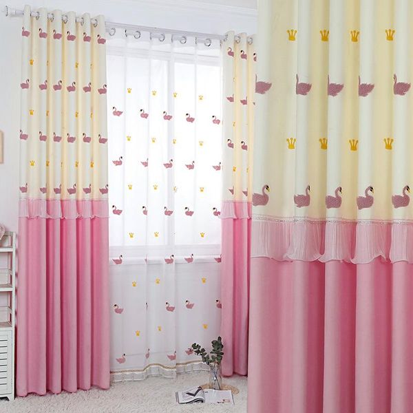 

children's room curtain simple modern bedroom princess wind boys and girls cartoon screen & drapes