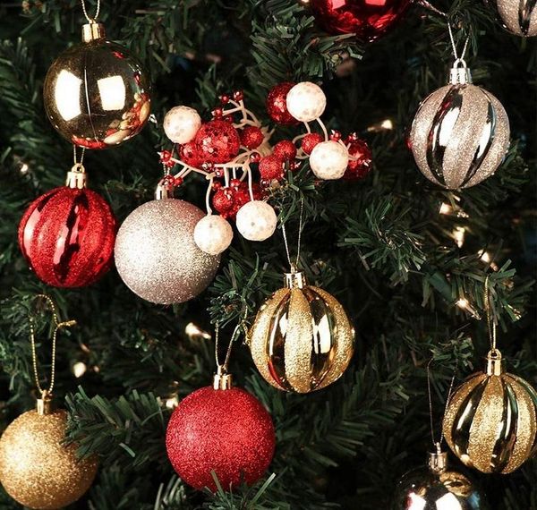 

party decoration 36 pcs christmas decorative red\golden ball tree pendant snowflake printed crafts home festival wedding diy supplies