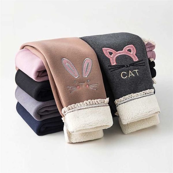 

girls cotton warm leggings winter kids cartoon thick velvet pants for baby girls children cute trousers clothes outfits bootcut 211224, Blue