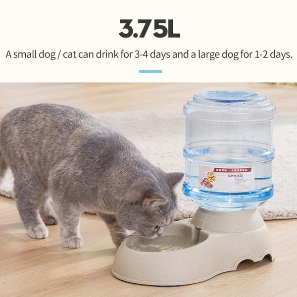 

3.75l pet bowl dog cat automatic feeder drinker puppy plastic large capacity water dispenser supplies bowls & feeders