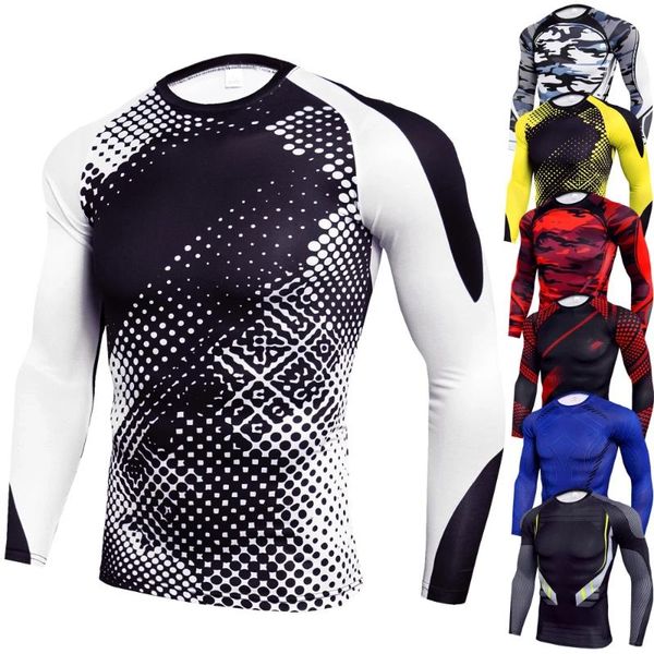 

running jerseys printed men's tracksuit gym fitness compression long sleeve sports t shirts jogging sport wear exercise workout tee, Black;blue