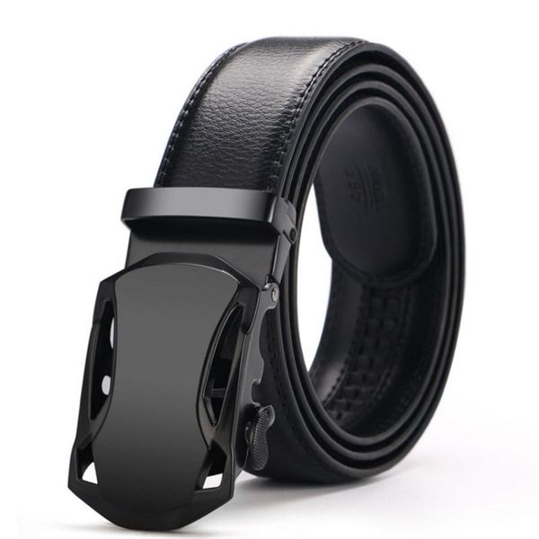 

150 160cm belt fashion automatic buckle black genuine leather men's belts cow for men 58 60 62 64inch, Black;brown