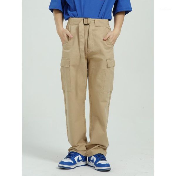 

men's clothing - 2021 spring korean version loose and simple design casual overalls belt pants, Black