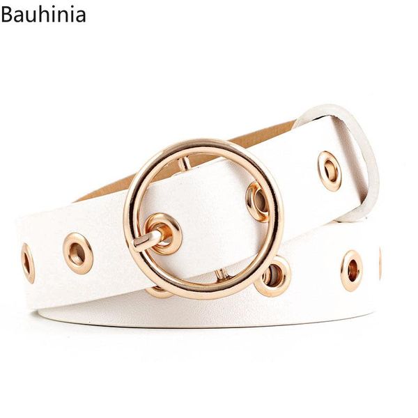 

simple and versatile ladies pin buckle belt fashion black jeans leather with classic alloy round belts, Black;brown