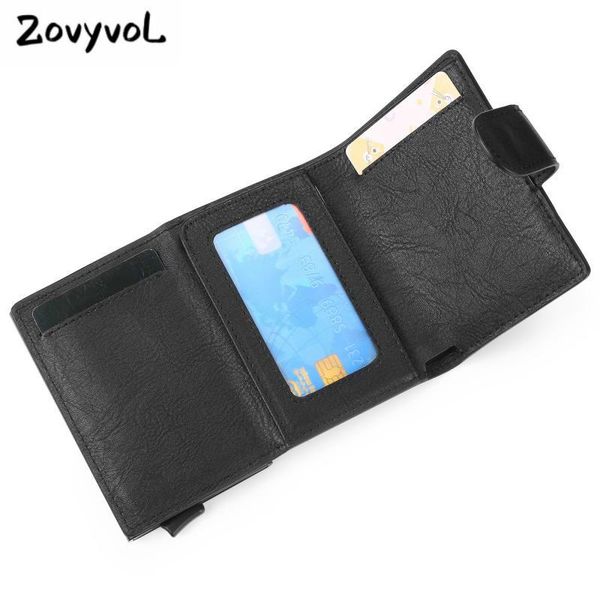

zovyvol arrivals rfid anti-theft pu leather metal folding wallet smart 2021 business card holders for men wallets, Red;black