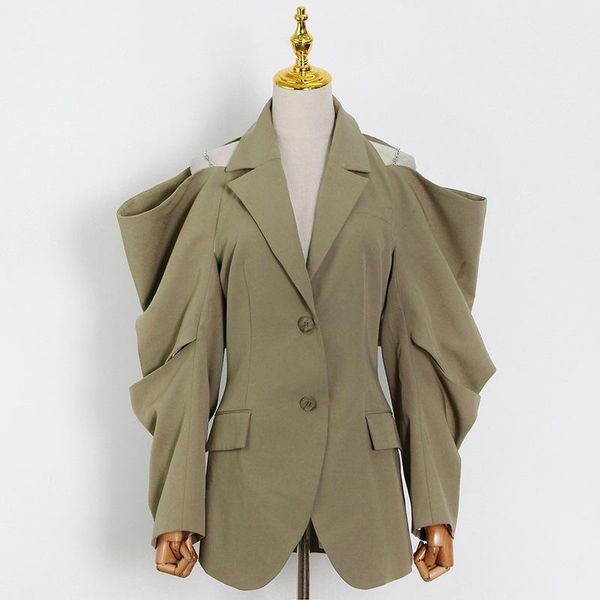 

women's suits & blazers women off shoulder cape blazer spring autumn chain cut out high street, White;black