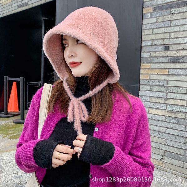 

hat female winter korean wool hat warm ear protection lei feng autumn and student versatile knitting psh cold proof, Blue;gray
