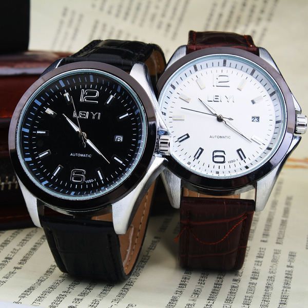 

hollow core mechanical watch belt men's watch, Slivery;brown