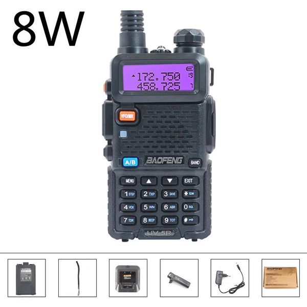 

walkie talkie walkie-talkie uv-5r, radio bidireccional, potente, 128 canales, 5w, 8w, vhf, uhf, 136-174mhz y 400-520mhz