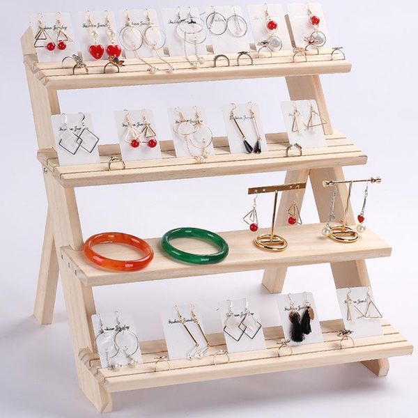 

jewelry pouches, bags est wooden earrings organizer for women holder necklaces bracelets stand jewellery display storage support pendants, Pink;blue
