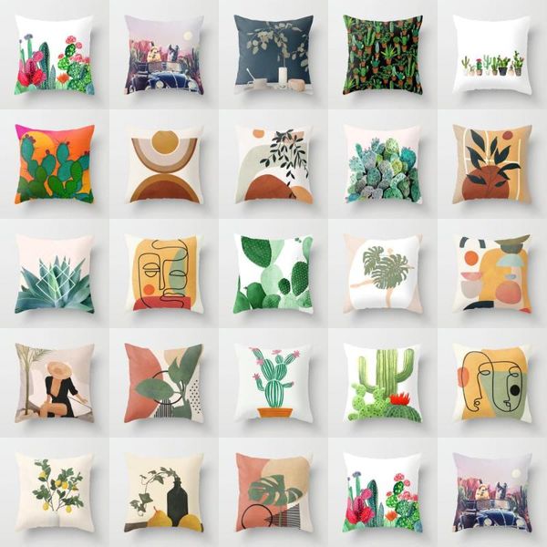 

cushion/decorative pillow green plants case sofa decorative cushion cover pillowcase plush 45*45 throw home decor pillowcover square