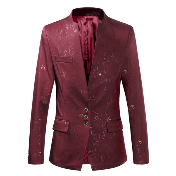 

casual men's stand collar large men's pattern slim fashion small suit, White;black