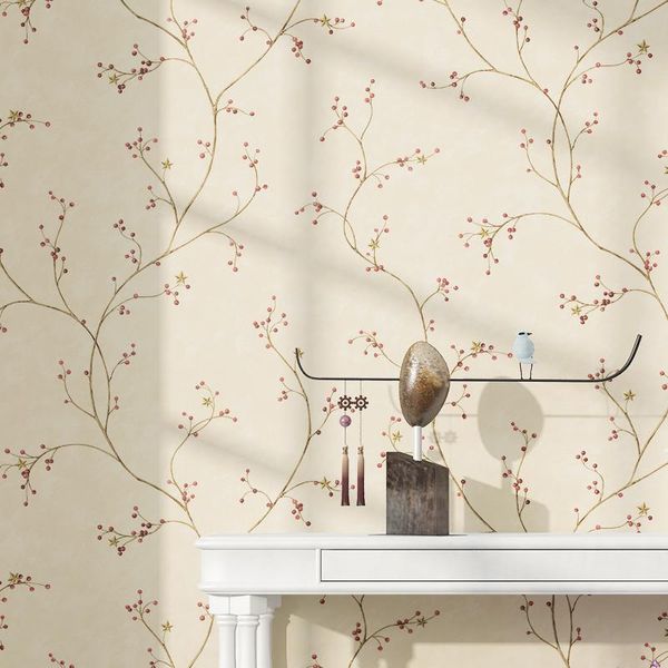 

wallpapers american style rustic cherry wall paper green blue purple red non-woven wallpaper roll for living room bedroom background walls