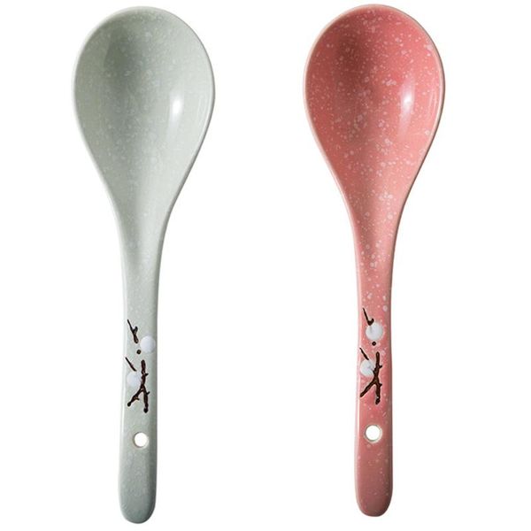 

bowls 2pcs ceramics soup spoons creative japanese-style porridge for home