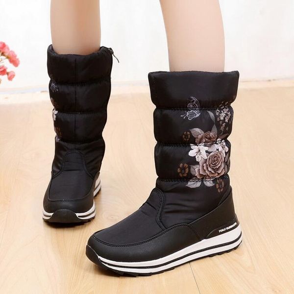 

new brand classic women winter boots women mid-calf zipper snow boots female warm fur plush insole botas mujer w609, Red;white