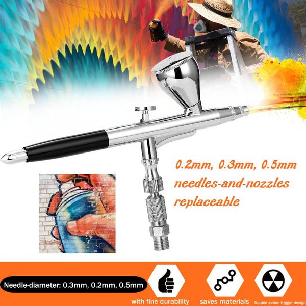 

professional spray guns airbrush set for making art painting with g1/8 adapter wrentch 2 needles nozzles hose oil-water separator dropper