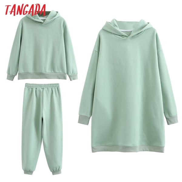 

tangada winter family set kids costume oversized pocekt women 100% cotton fleece hoodies sweatshirt dress 6l50 211109, Gray