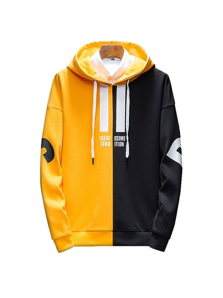 

men's hoodies & sweatshirts male 2021 autumn japanese harajuku streetwear casual strips male hip hop yellow hoodie, Black