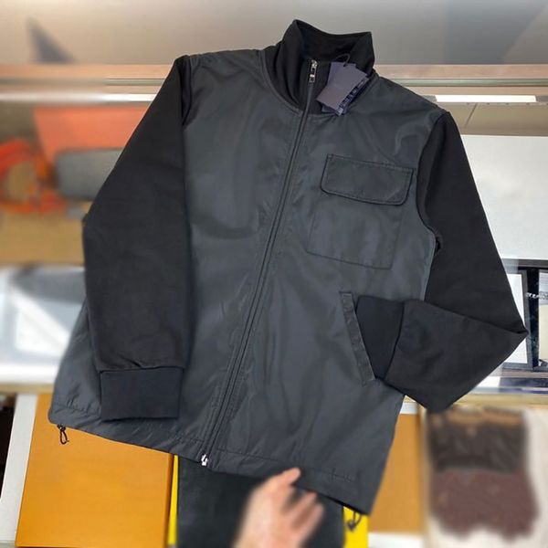 

21ss a&w mens casual windproof jacket long sleeve mock neck zip pocket for outdoor wear menfolk coat street wear, Black;brown