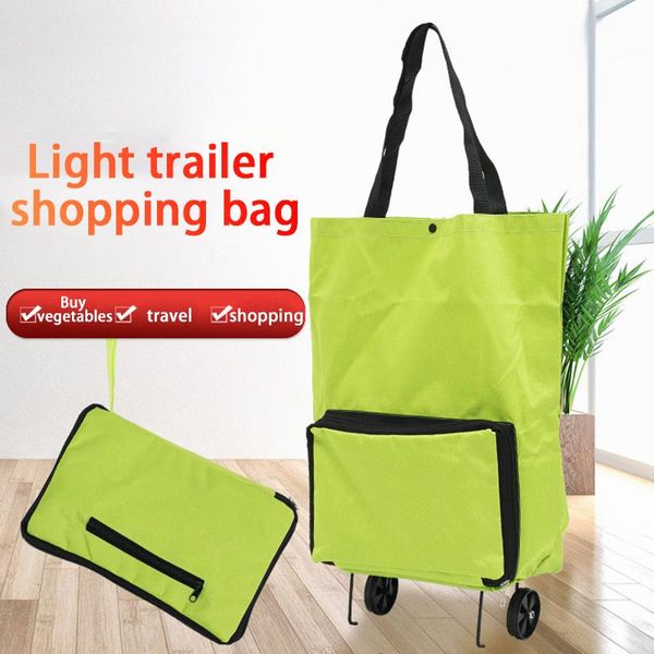 

Folding Shopping Pull Cart Trolley Bag Portable Oxford Cloth Supermarket Tugboat Rod Type Grocery Organizer Storage Bags