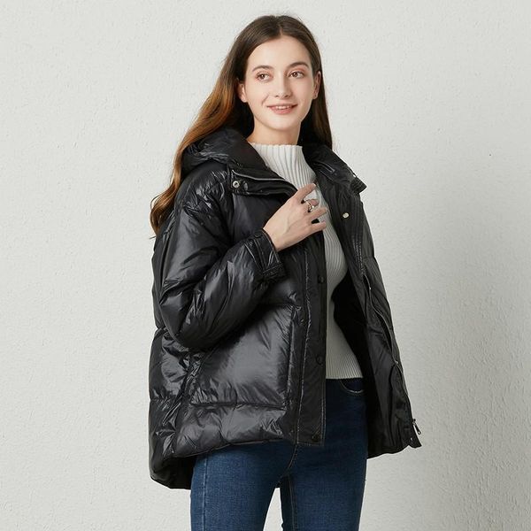 

women's down & parkas fitaylor winter ultra light hooded jacket women white duck coat single breasted parkers warm snow outwear wi, Black
