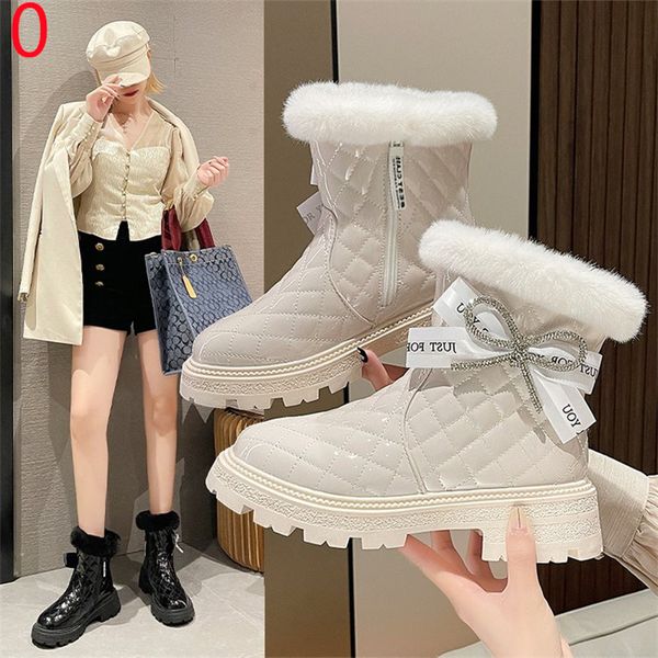 Sapatos de vestido sapatos de moda-neve impermeável mulheres grossas plataforma de pelúcia botas de tornozelo mulher fundo grosso sapatos acolchoados de algodão quente